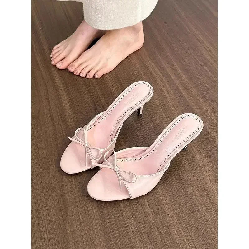 Satin Butterfly Knot Heel Slides