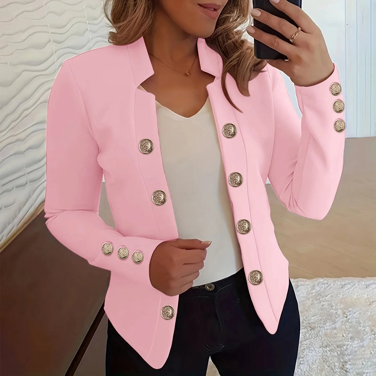 Lightweight Cropped Hooded Office Jacket for Women
