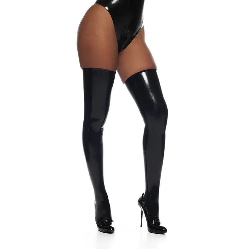Classic High Neck Sleeveless Wet Look Bodysuit For Women