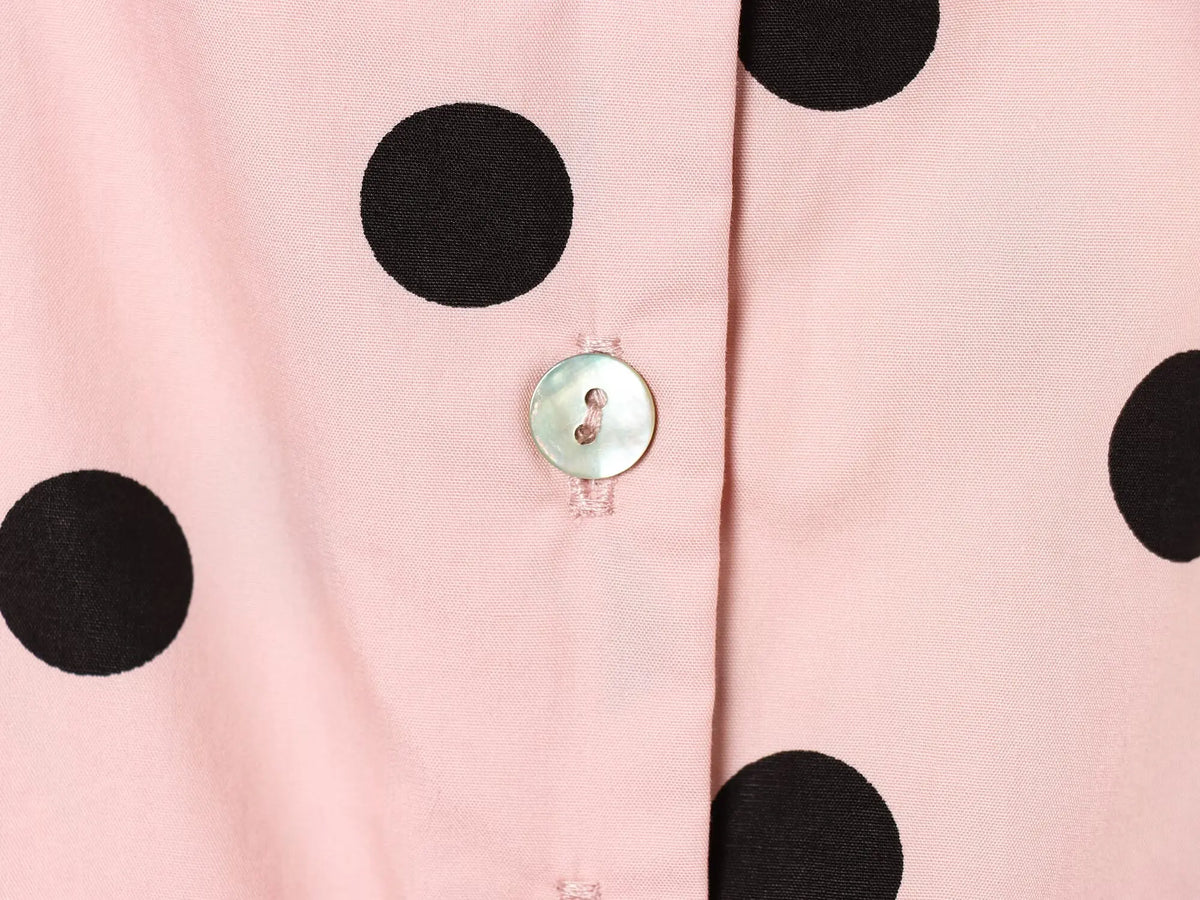 Pink Polka Dot High Collar Button Front Jacket for Women