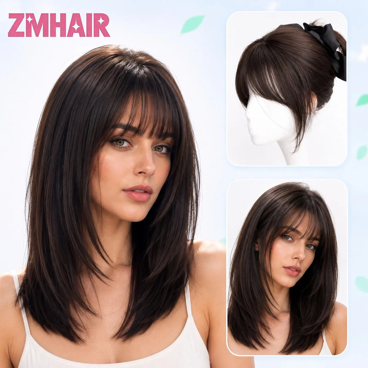 Dark Chocolate Brown Straight Lace Front Wig for Women