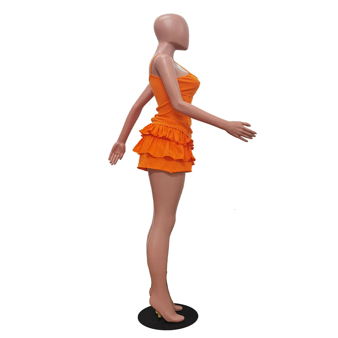 FAGADOER Casual Ribbing Two Piece Outfits Woman Solid Spaghetti Strap Tanks + Pleated Puff Skirt Female Streetwear Summer New