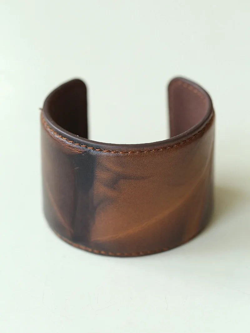 Elegant Minimalist Leather Wide Cuff Bracelet for Women