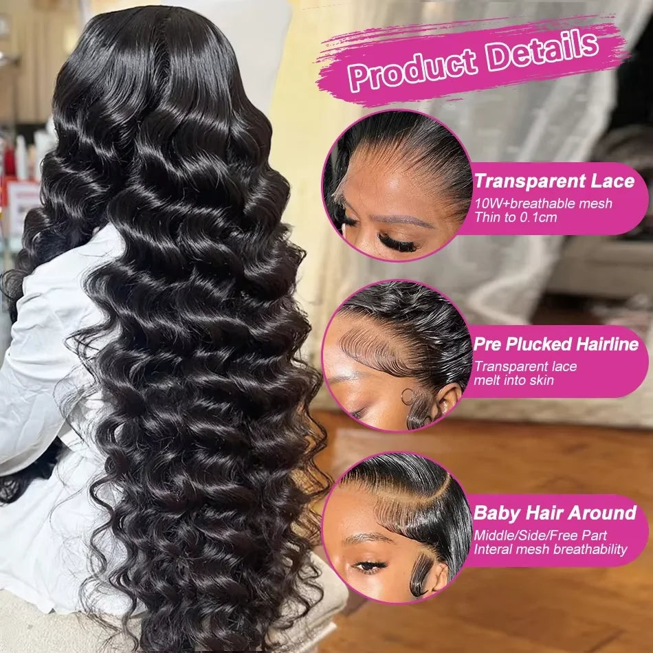 Premium Remy Brazilian Deep Wave Lace Front Wig for Women