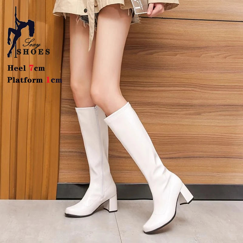 Elegant Shimmering Knee-High Go-Go Boots for Women