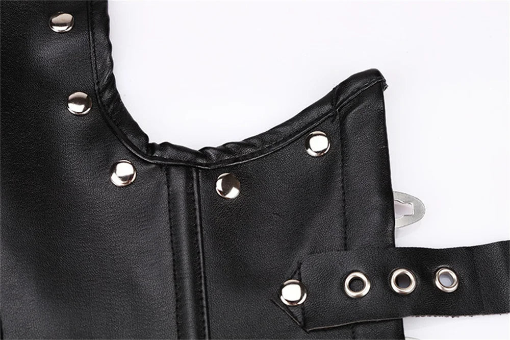Gothic Faux Leather Underbust Plus Size Corset for Women