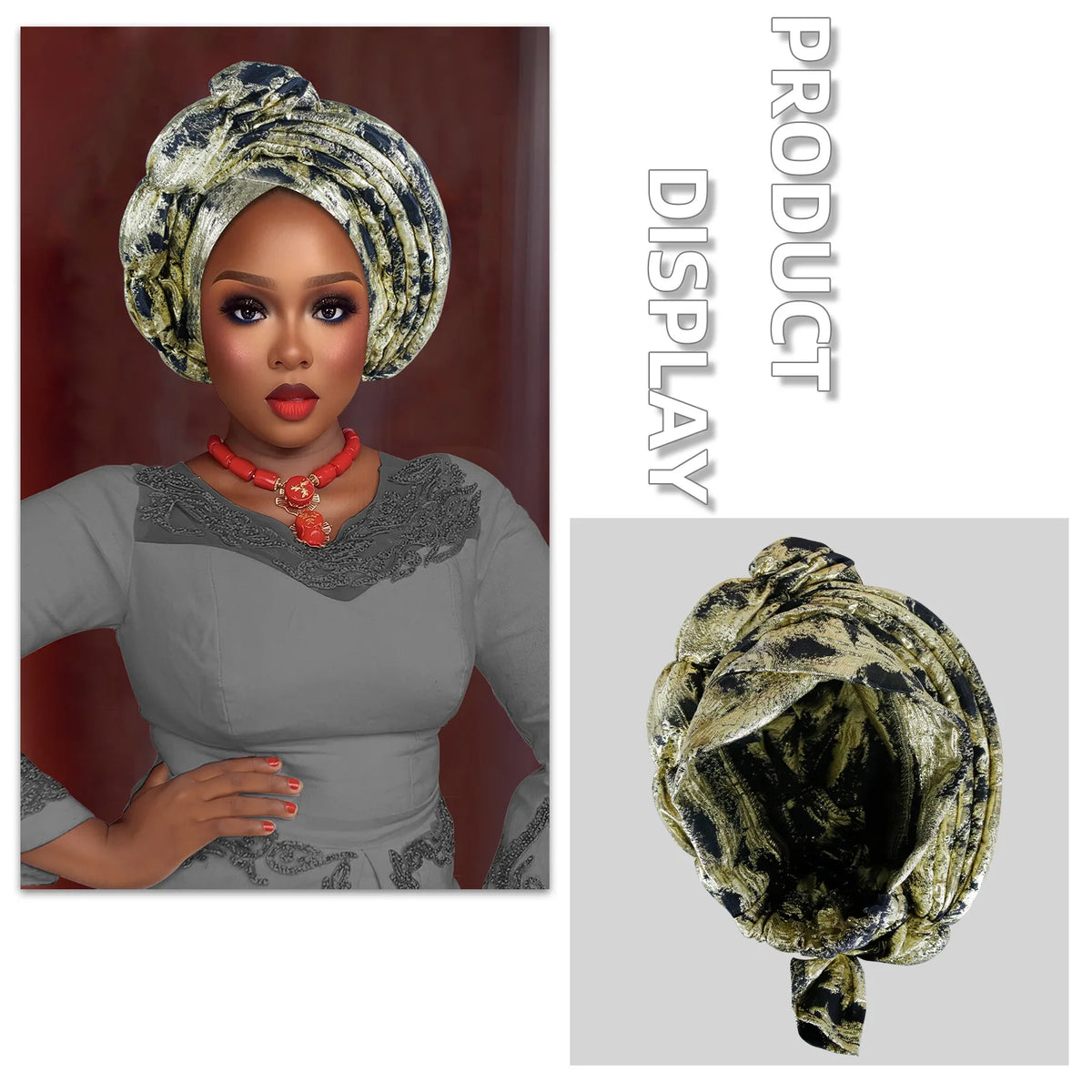 African Wedding Gele Turban Head Wrap Hat for Women