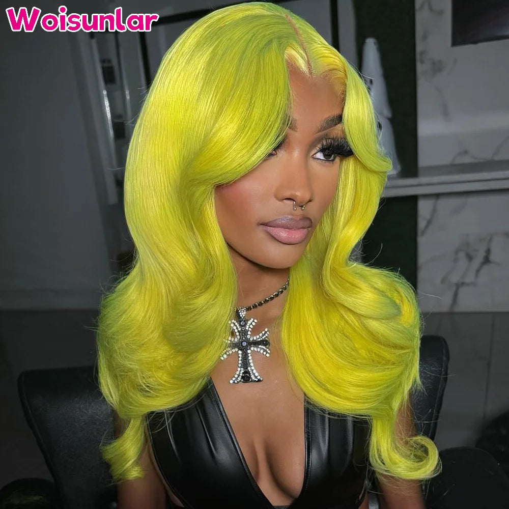34 Inches Light Yellow Lace Frontal Wigs Human Hair 13x4 13x6 Transparent Lace Body Wave 200% Black Women Natural Human Hair Wig