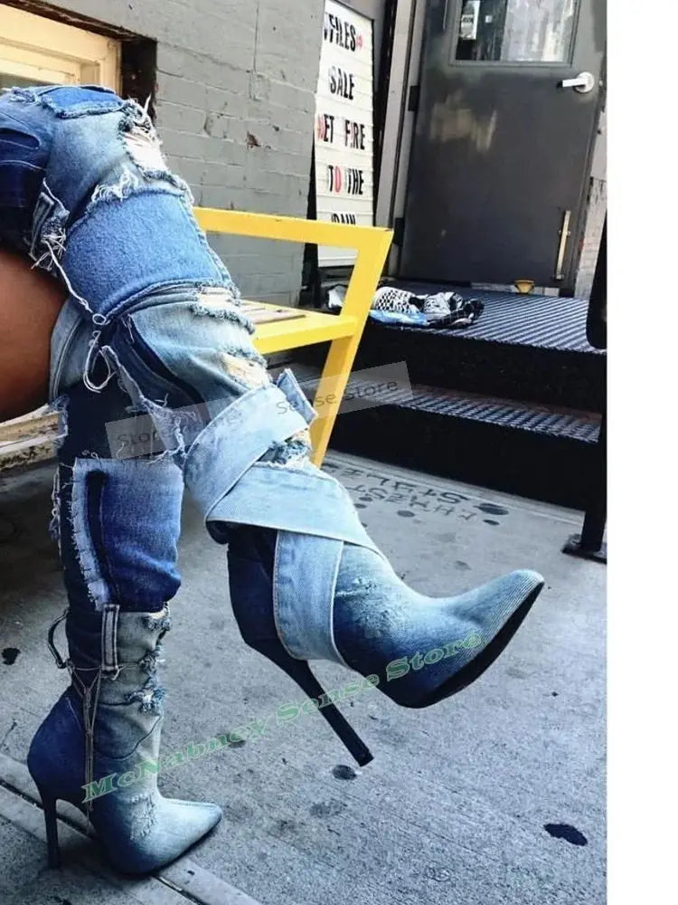 Elegant Pointed Toe Cowboy Boots With High Heels For Women