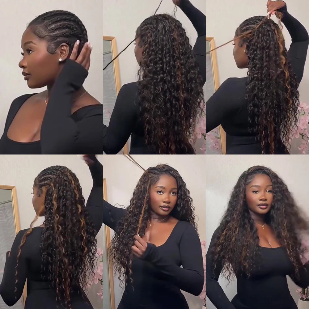 Deep Wave Brazilian Human Hair Knotless Crochet Braids for Women