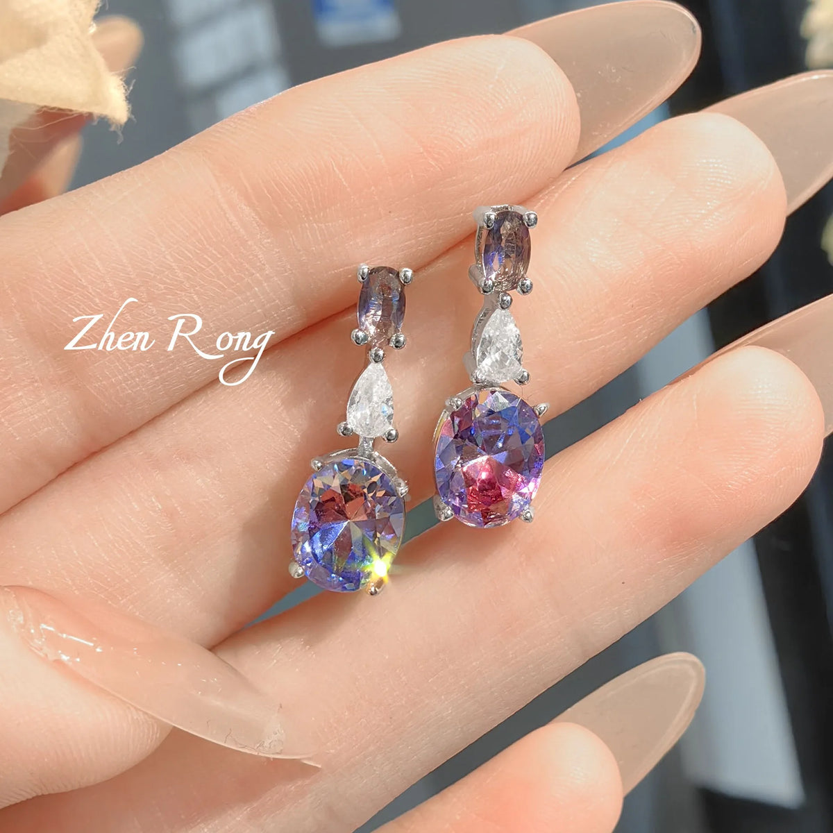 Elegant Oval Cubic Zirconia Wedding Jewelry Set for Women