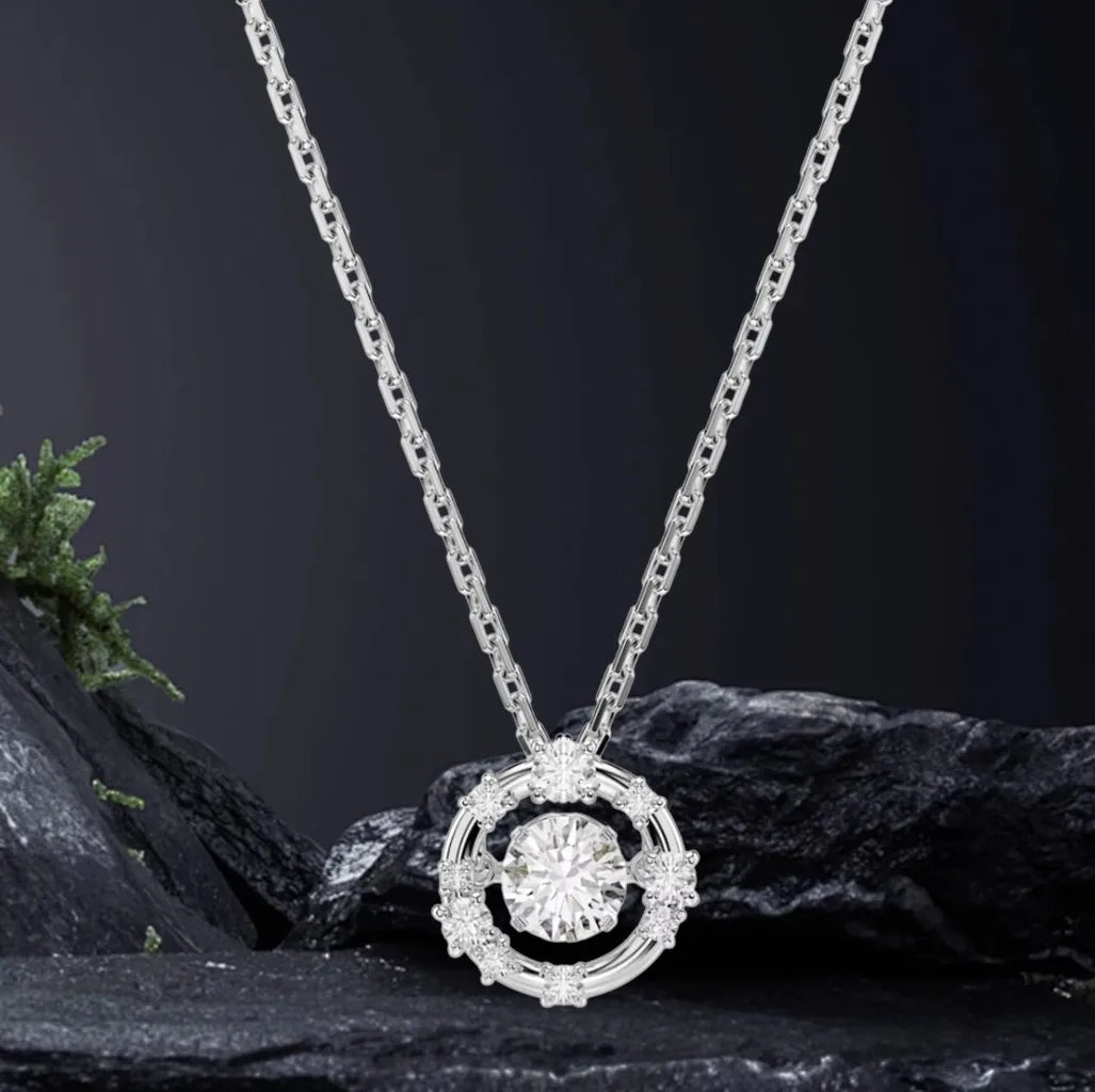 Elegant Silver Crystal Necklace and Earring Set for Women