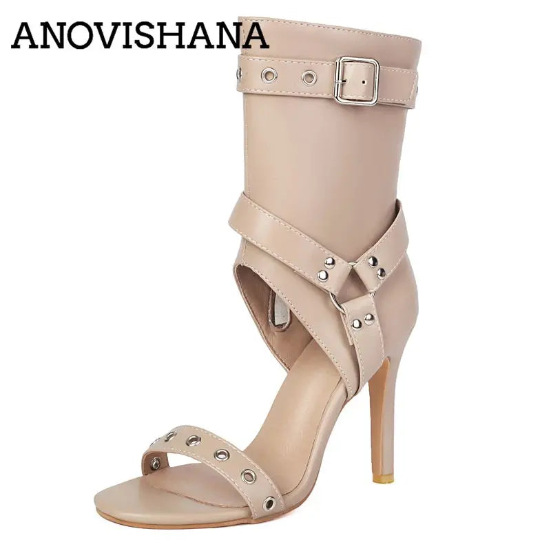 Elegant Metal Decor Zipper Buckle Sandals for Women