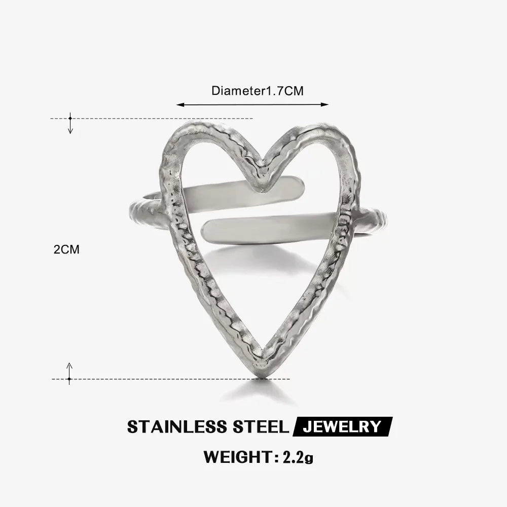 Open Heart Stainless Steel Ring