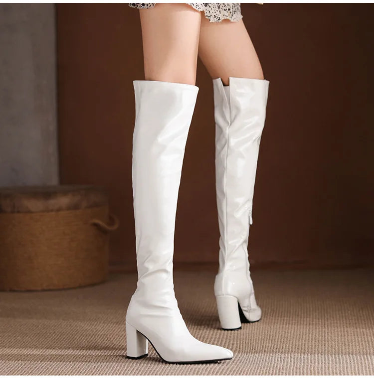 Sexy Over The Knee Boots Pointed Toe Zipper for Women