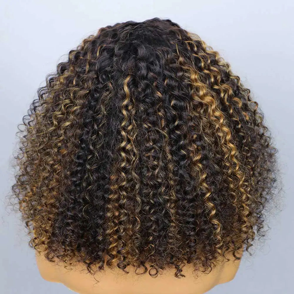 Water Wave Highlight Glueless Half Wig With Seamless Clips for Women