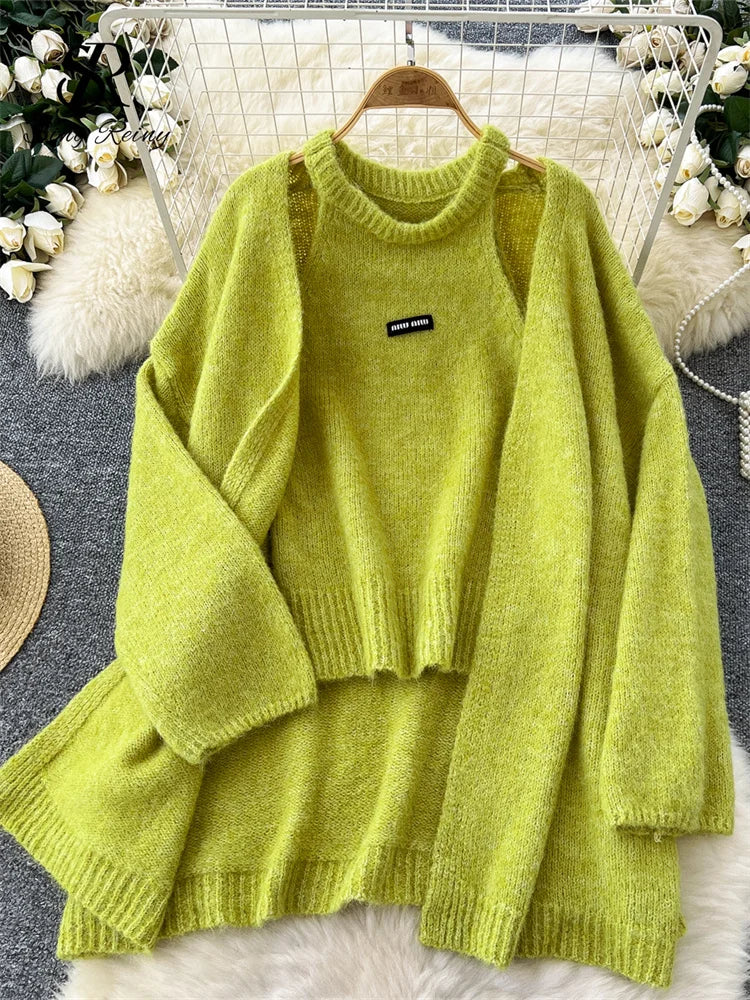 Long Sleeve Cardigan and Knit Tank Top Set for Women