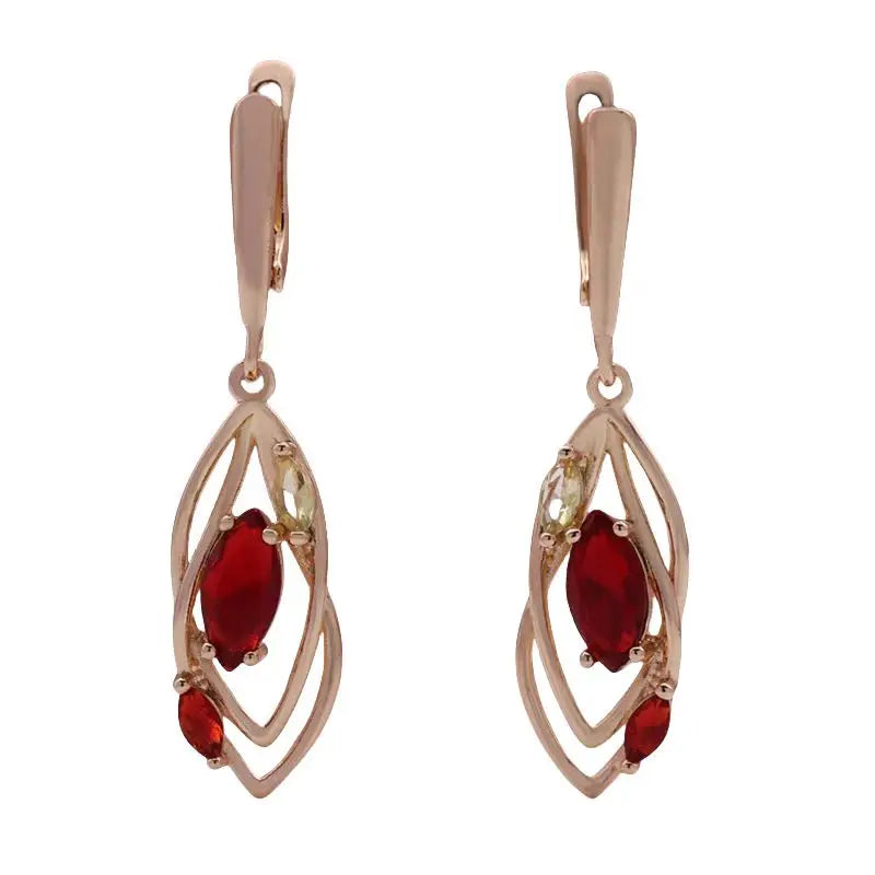 Pomegranate Red Zircon Drop Earrings