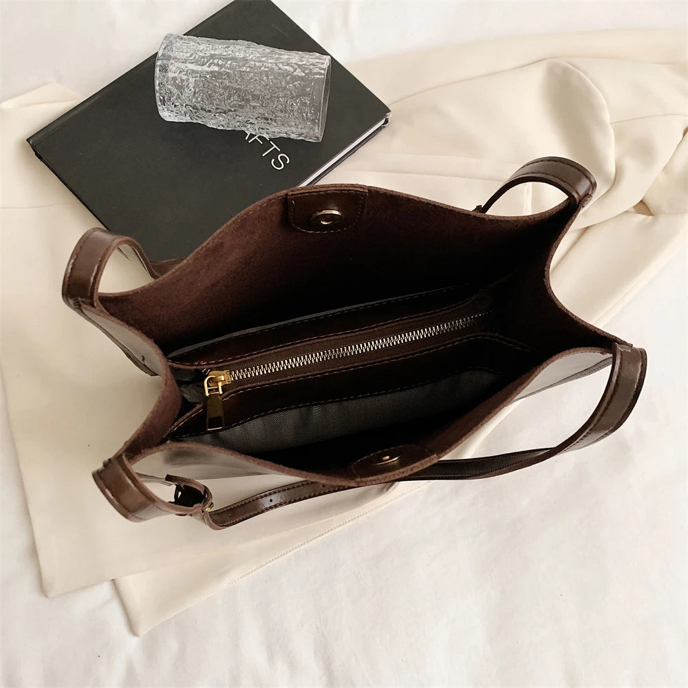 Genuine Shiny Leather Large Capacity Tote Bag for Women