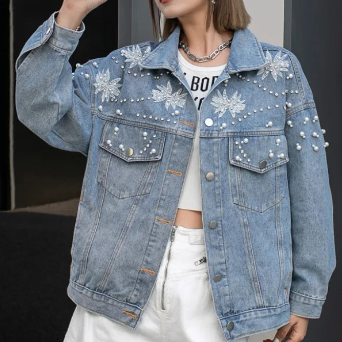 Y2K Beaded Denim Jacket