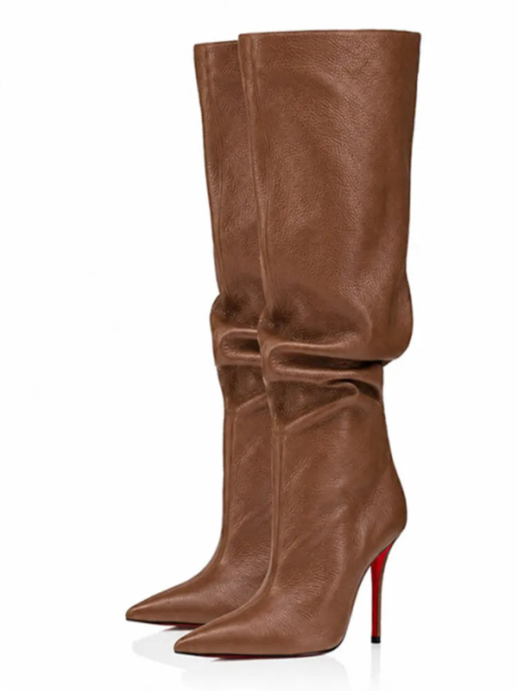 Pointed Toe Slim High Heel Knee High Boots for Women