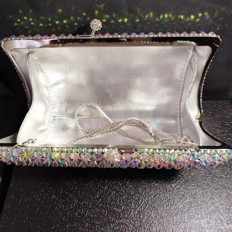 Wome Green Crystal Clutch Purse Bag Dark Gold Full Stones Evening Bags Bridal Wedding Party Rhinestones Handbag Metal Clutches