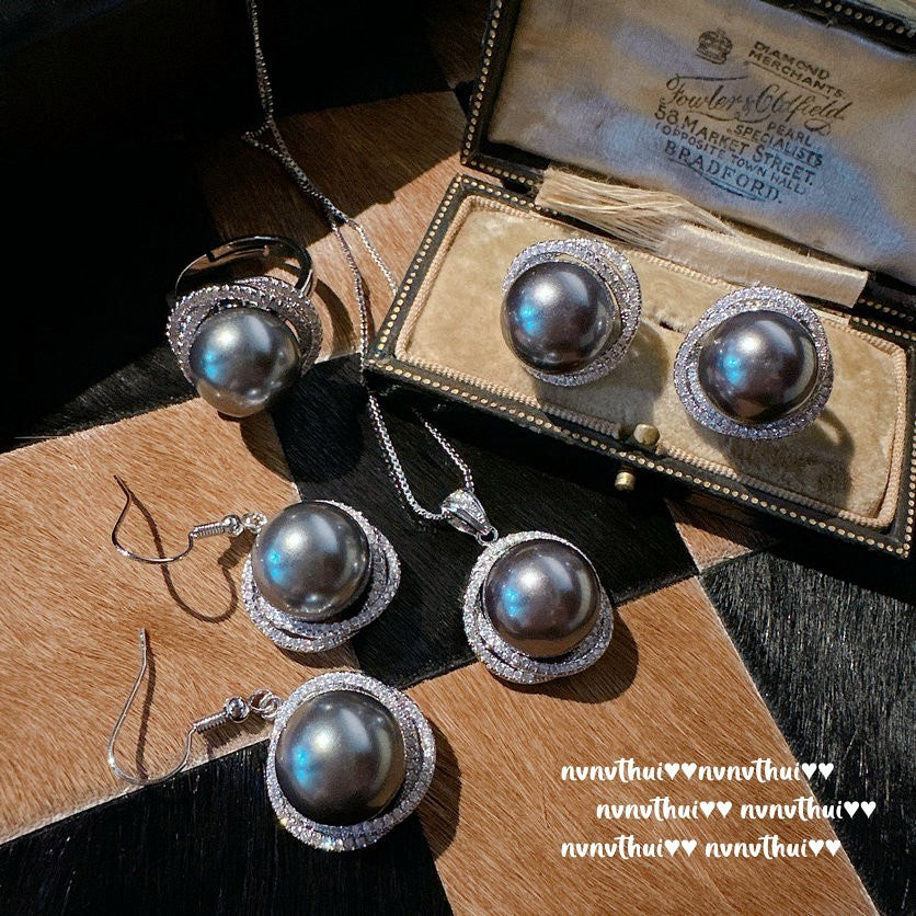 Freshwater Pearl Necklace, Ring, And Earring Jewelry Set for Women