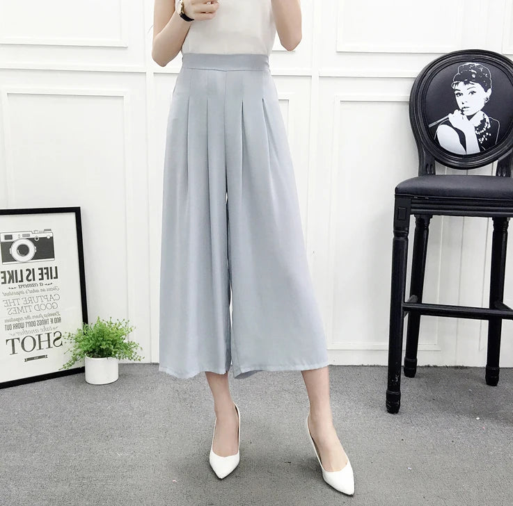 High Waist Pleated Wide Leg Cotton Linen Pants For Women