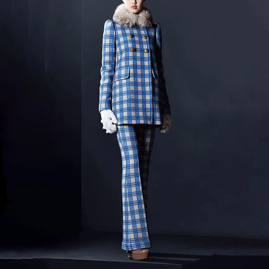Double-Breasted Blazer Two-Piece Suit