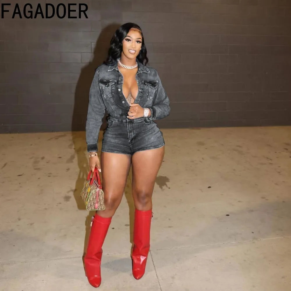 Trending Denim Skinny Fit Bodycon Romper for Women