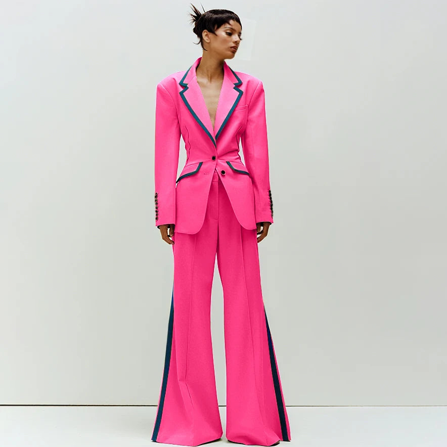 Tailored Notched Collar Two Piece Suit Set For Women
