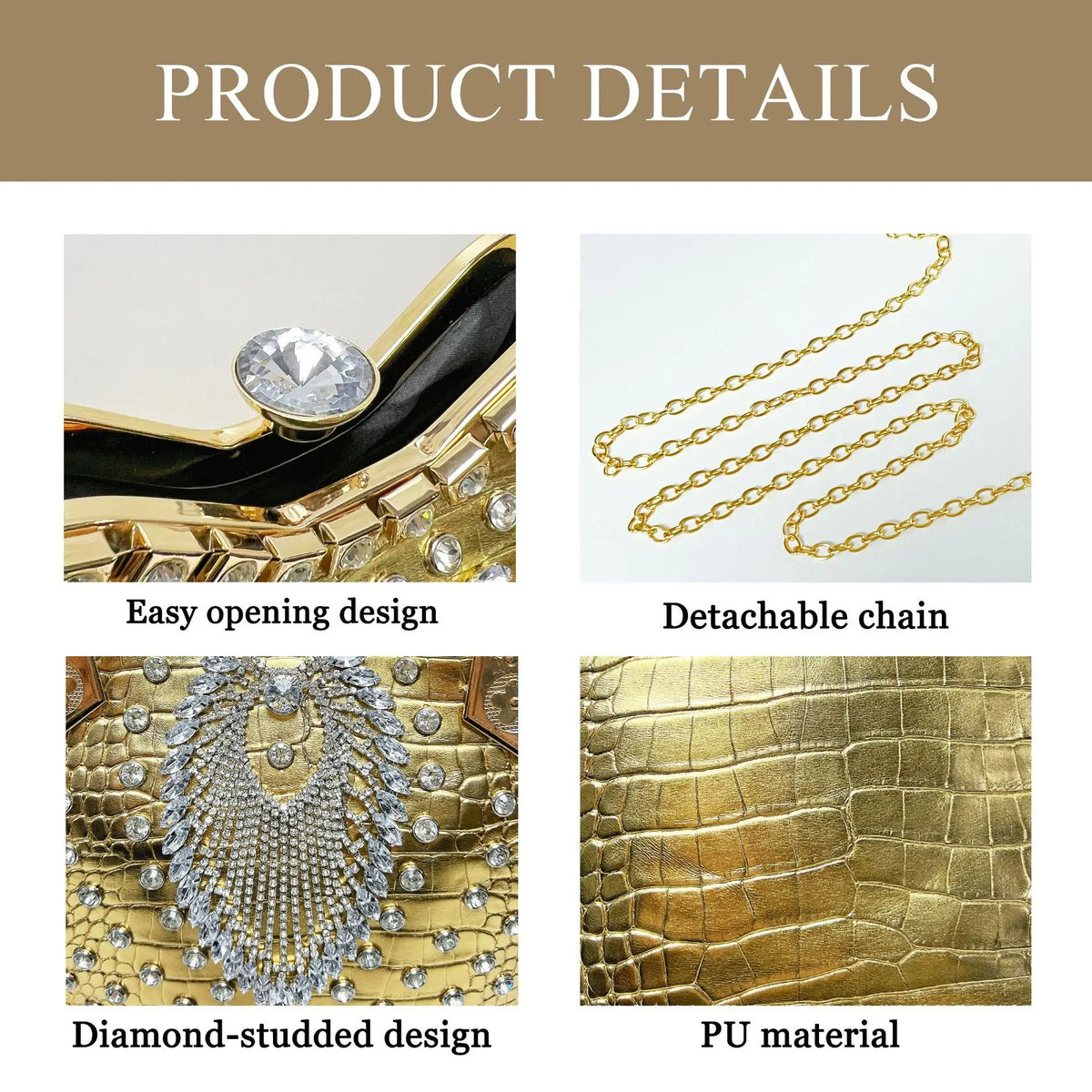 New Women's Dinner Bag with Diamonds Shiny Dinner Party Handbag Luxury Brand Diamond-encrusted Fashionable Women's Shoulder Bag