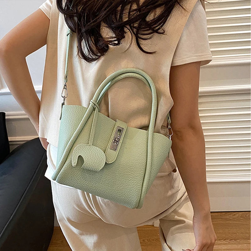 Fashion Design Women Bucket Bag Brand Trendy Basket Bag Versatile Simple Solid Color Texture Women's Bag Shoulder Crossbody Bag