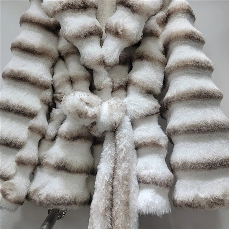Autumn Winter Fashion Light Luxury Large Lapel Eco-Friendly Faux Fur Plush Coat Women Heavy Craft Long Sleeve Elegant Jackets