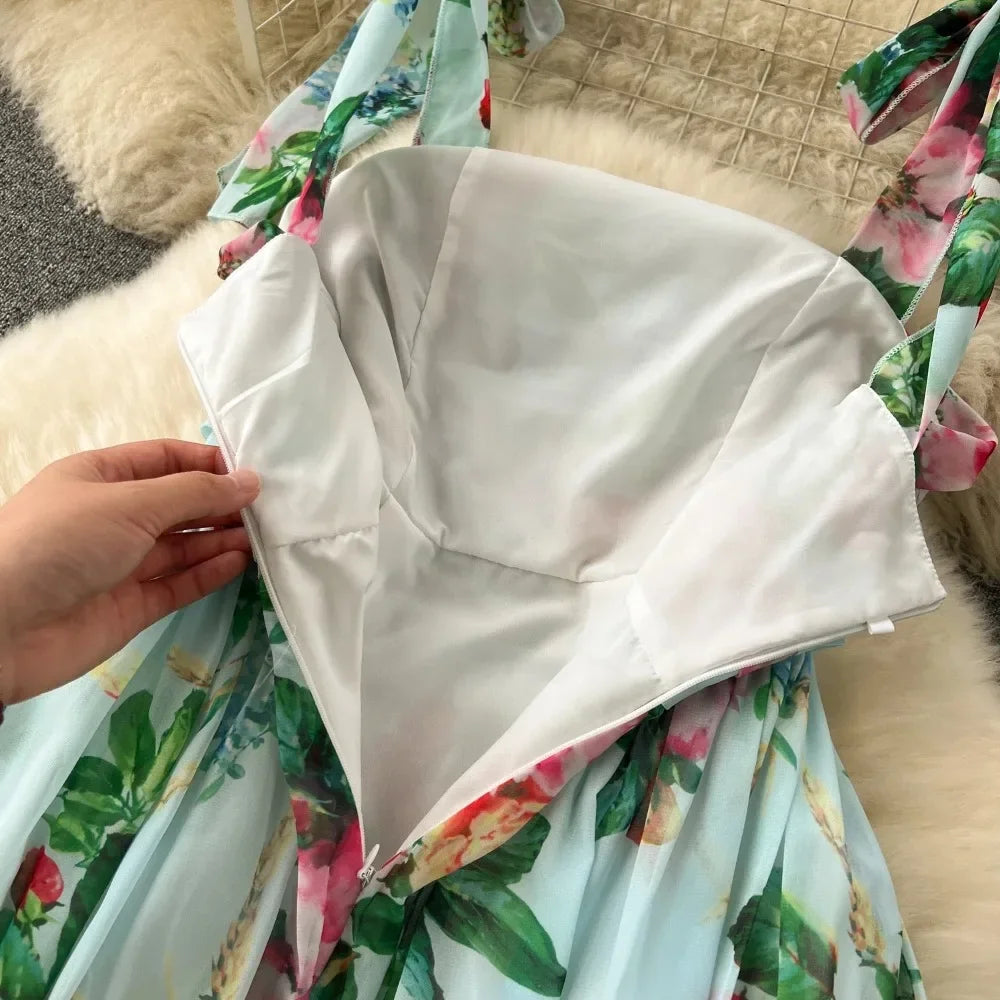 Elegant Floral Off Shoulder A Line Dress for Women