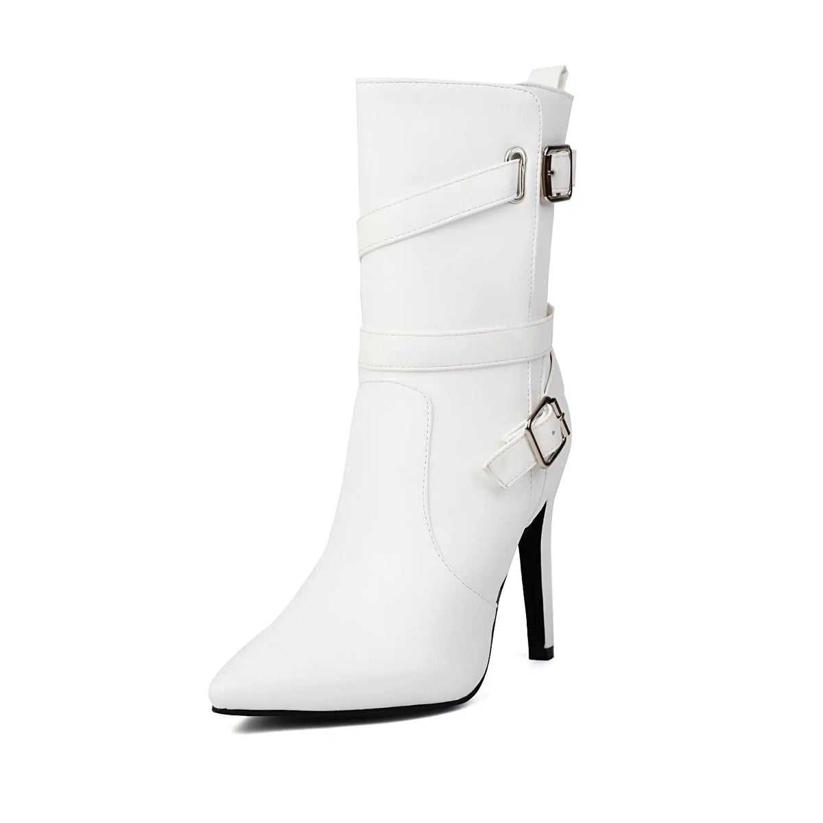 Pointed Toe Stiletto Ankle Boots With Buckle for Women