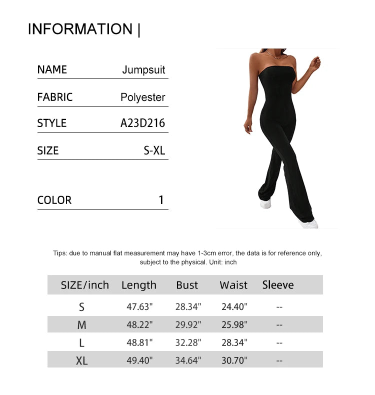 2024 Summer New Women's Drawstring Waist Jumpsuit Pants Leisure Lift Buttocks Slim Micro-Flare Jumpsuit Pants