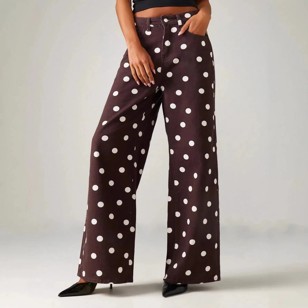 High Waisted Wide Leg Straight Denim Jeans For Women