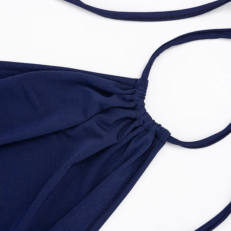 Sexy Solid Color Halter Sleeveless Backless Bodycon Jumpsuit for Women
