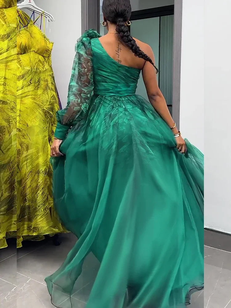 One Shoulder Pleated Bridesmaid Dress