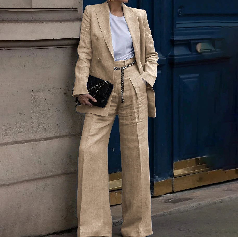 Double Breasted Classic Two Piece Suit Set for Women