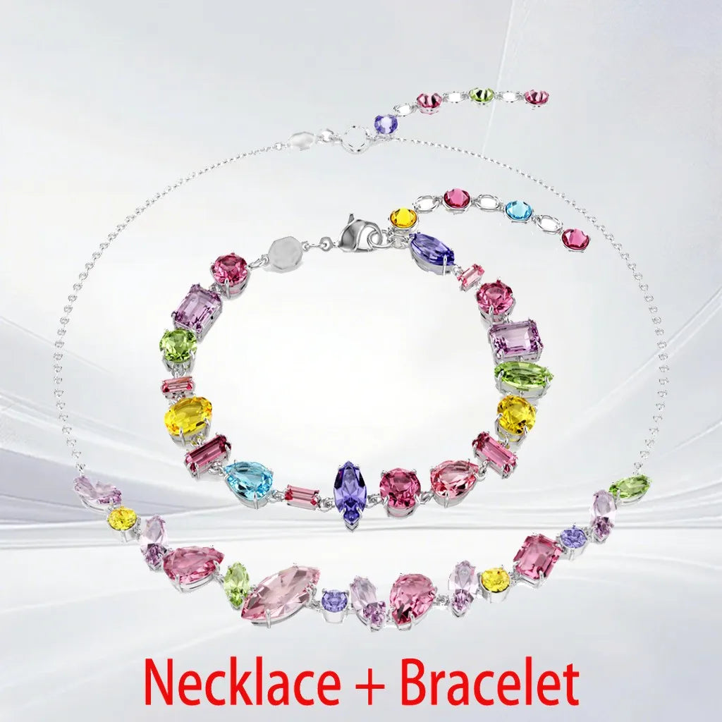 Gold Plated Mixed Cut Crystal Jewelry Set for Women