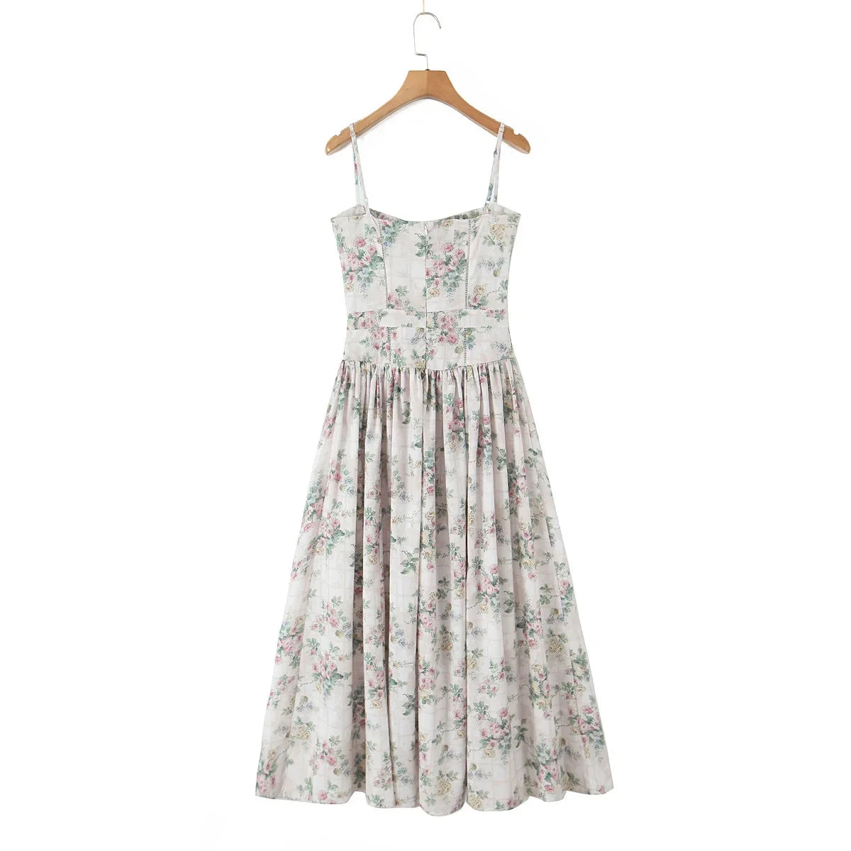 Vintage Boho Floral Print Maxi Dress with Ruffles for Women