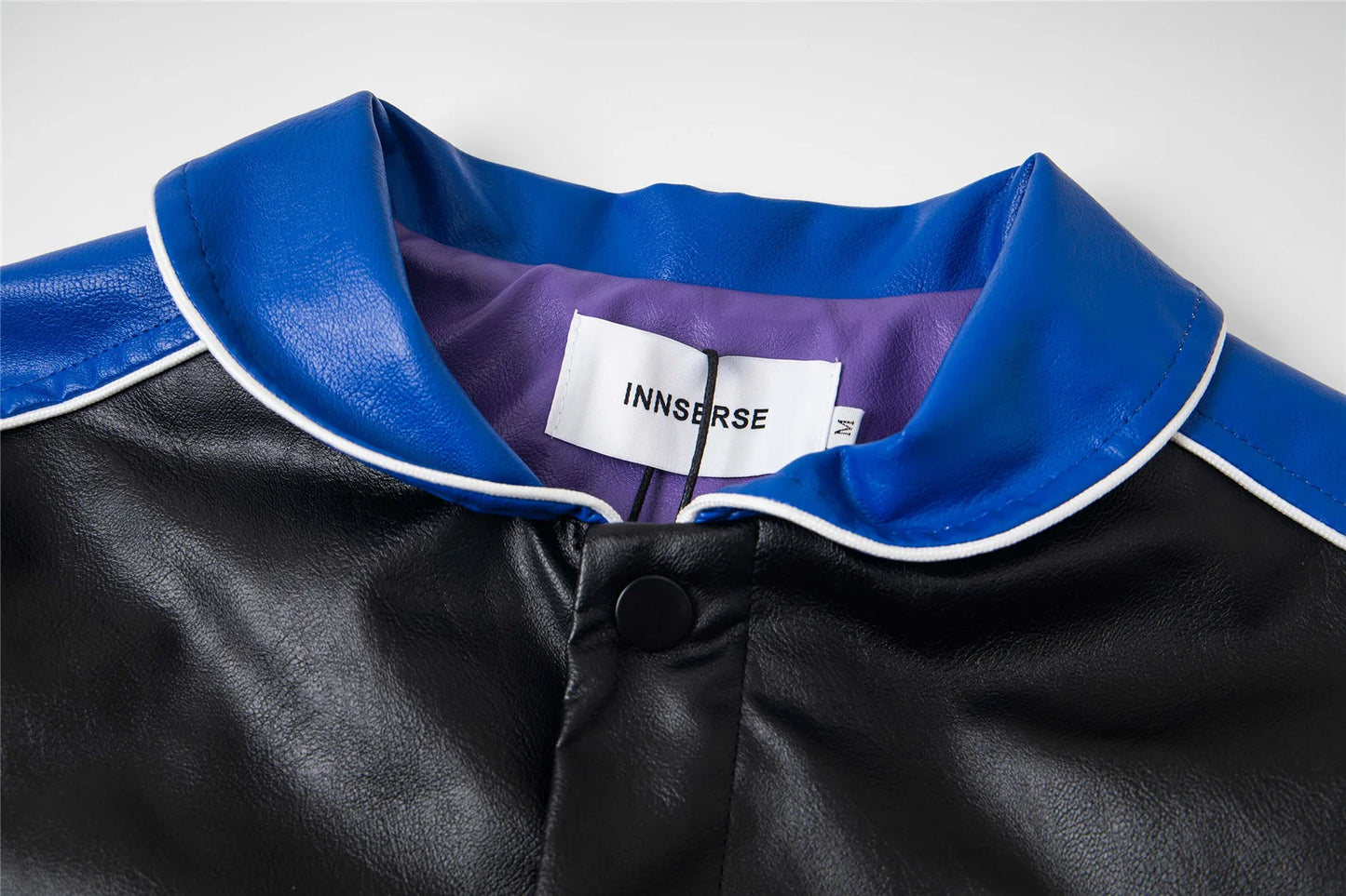 Trendy Cartoon Embroidery Color-Block Stand Collar Jacket Coat for Men and Women Autumn Winter Loose Casual Leather Jacket Coat