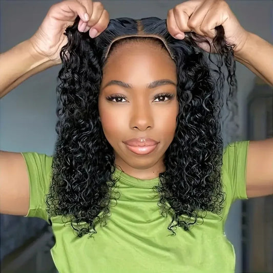 4x4 Put On And Go Glueless Bob Wigs Human Hair Curly For Women Pre Plucked Pre Cut Lace Ready To Wear Kinky Curly Lace Front Wig