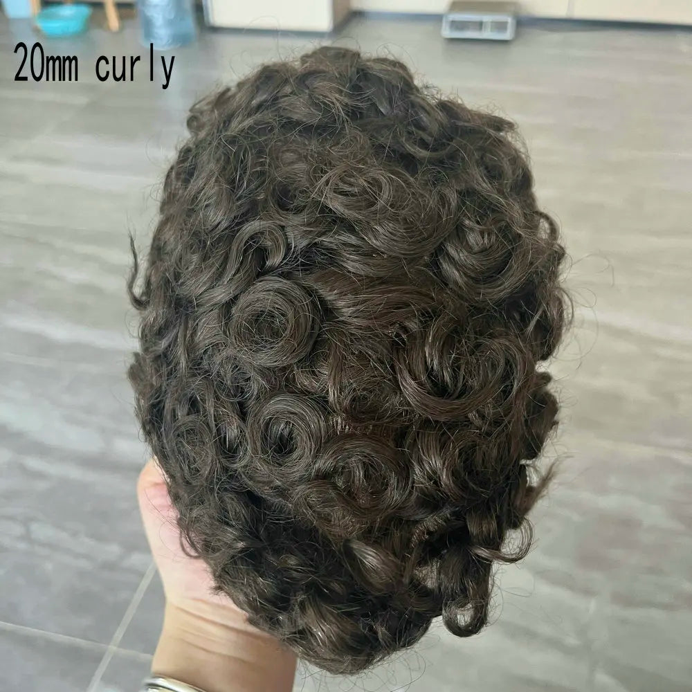 Curly Human Hair Toupee Replacement System for Women
