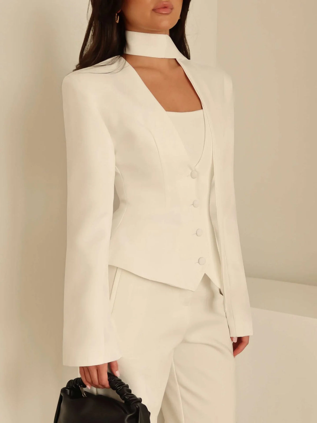 Elegant V Neck Long Sleeve Blazer Jacket for Women