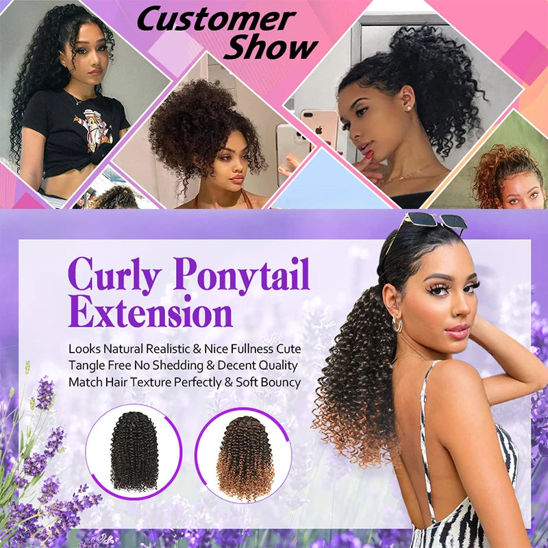 Premium Clip In Curly Afro Puff Hairpiece for Women