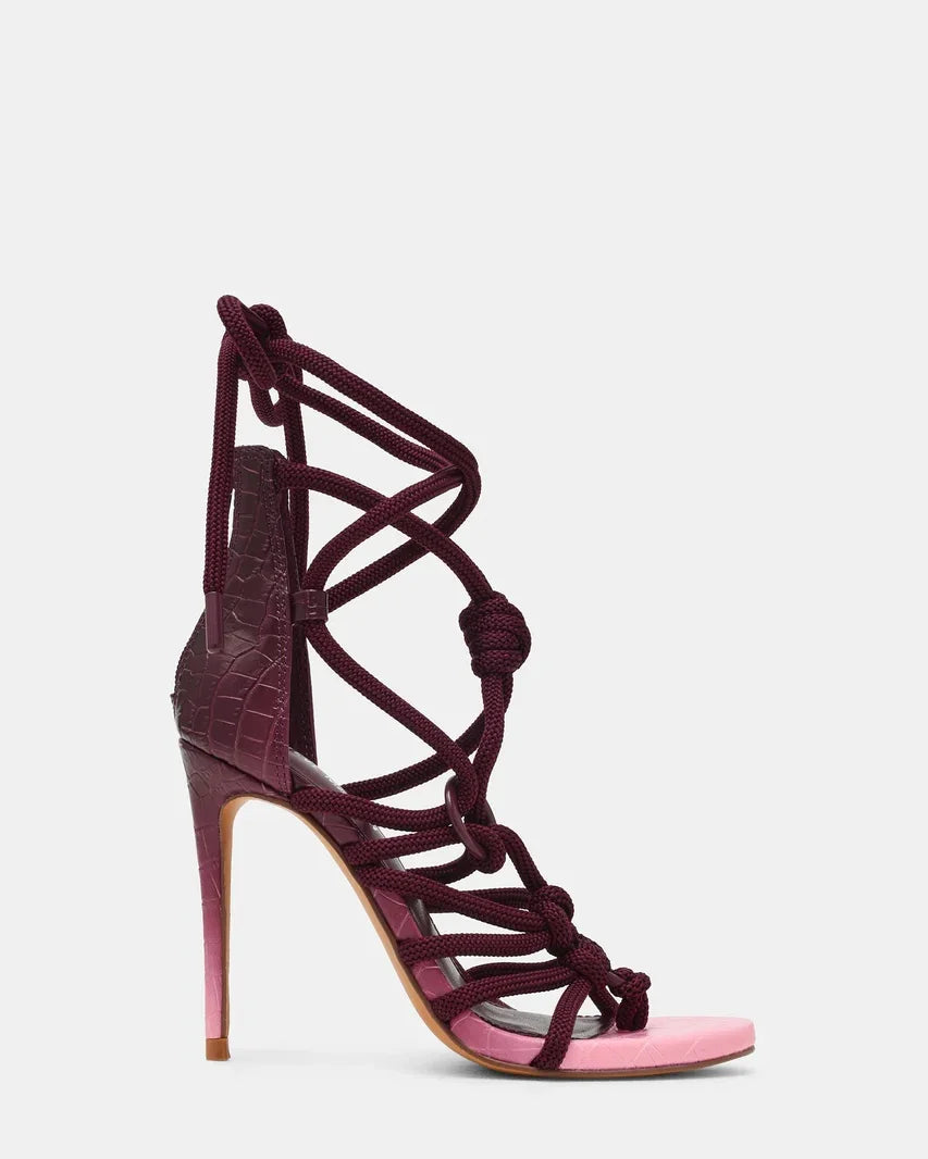 Open Toe Braided Rope Stiletto Sandals