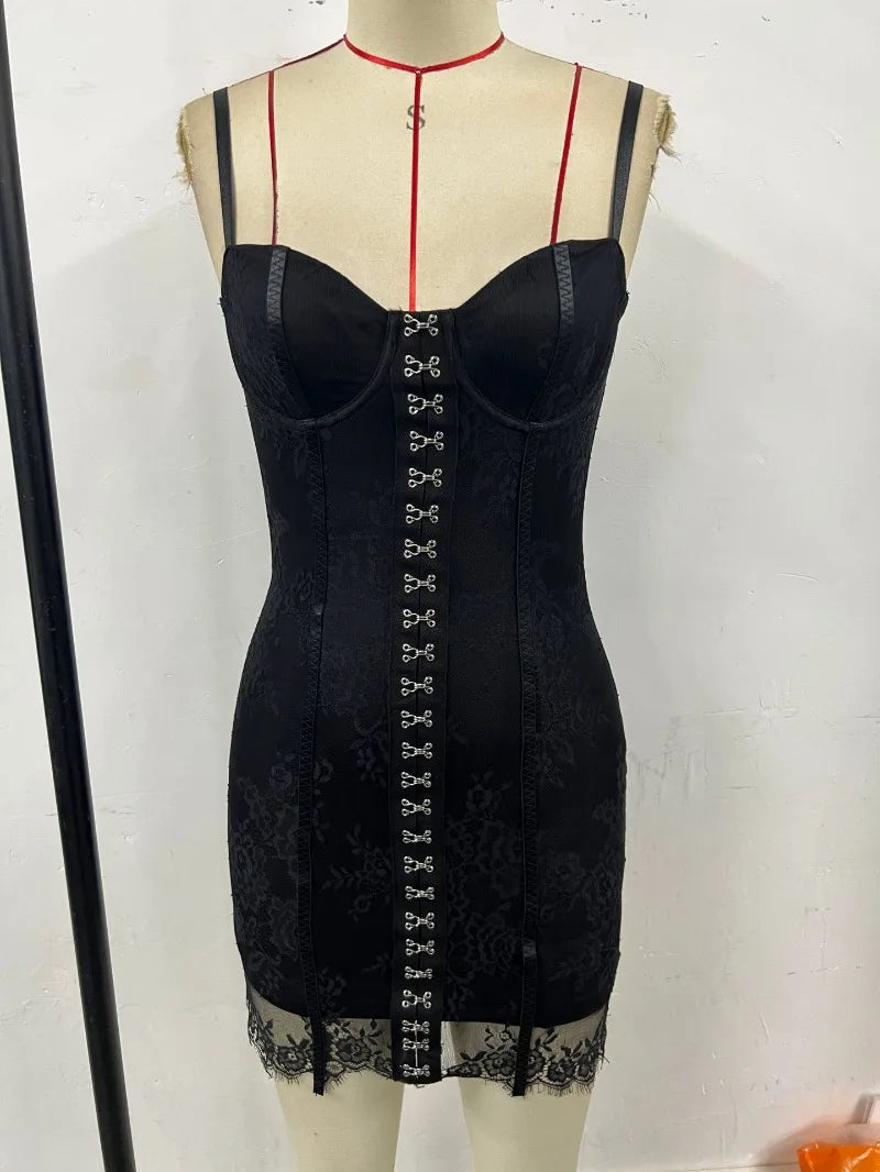 Lace Patchwork Strapless Backless Corset Mini Dress for Women